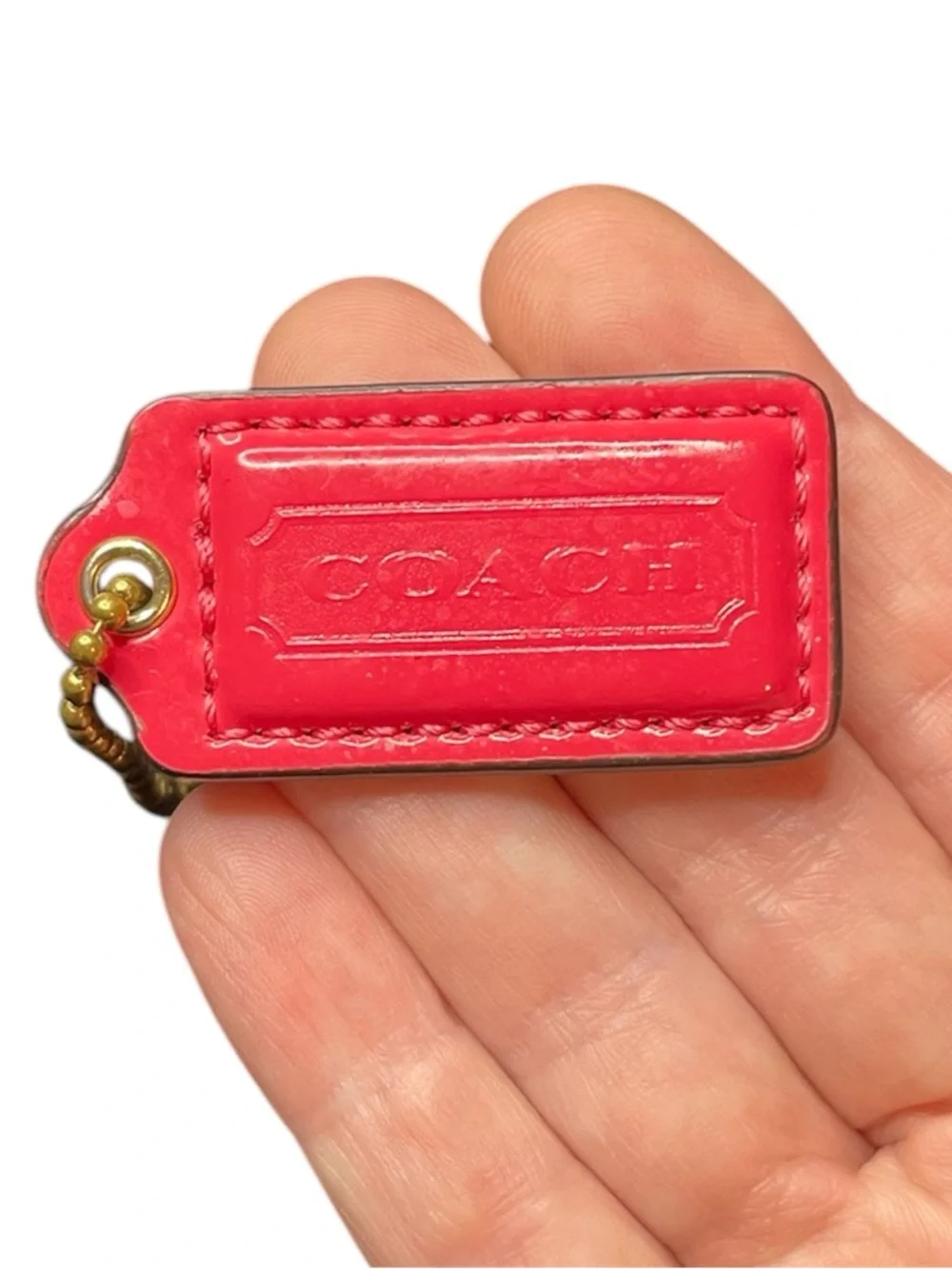 Coach Pink Leather Hangtag - Picture 2 of 3